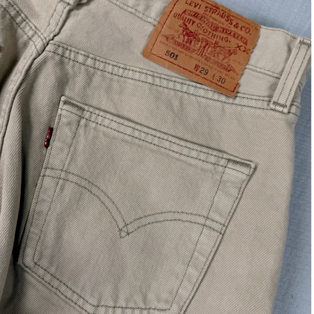 Vintage Levis 501 Jeans Mens 29x30 (28x29) Beige Straight Made in USA‎ 1998 Tag